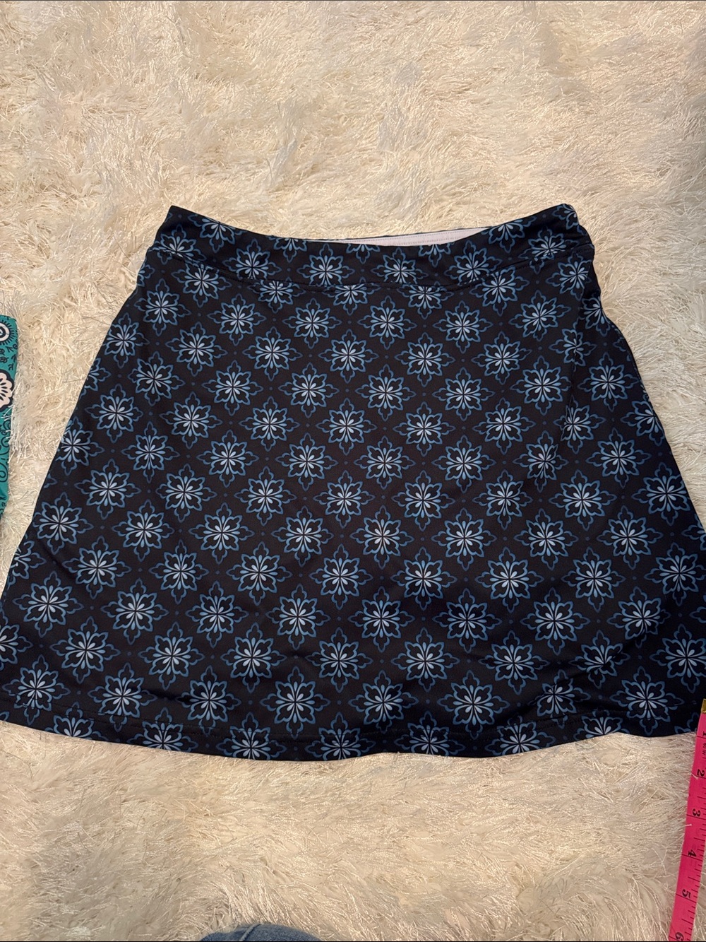 Floral Print Navy A-Line Skirt
